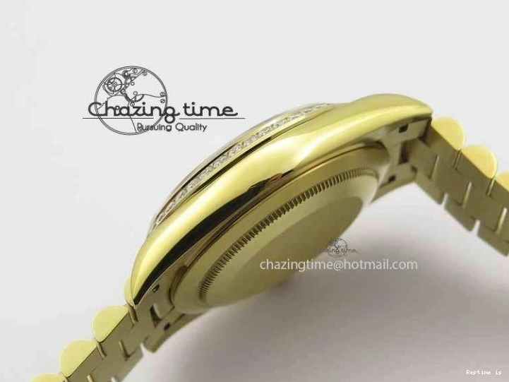 0106 Day Date 40mm YG BP Maker Best Edition Black Dial Diamond Bezel On YG Bracelet A Soft 3681